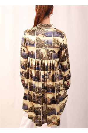 Maxi mini dress shirt with postcards print Laboratorio Capri | ALICECARTOLINE